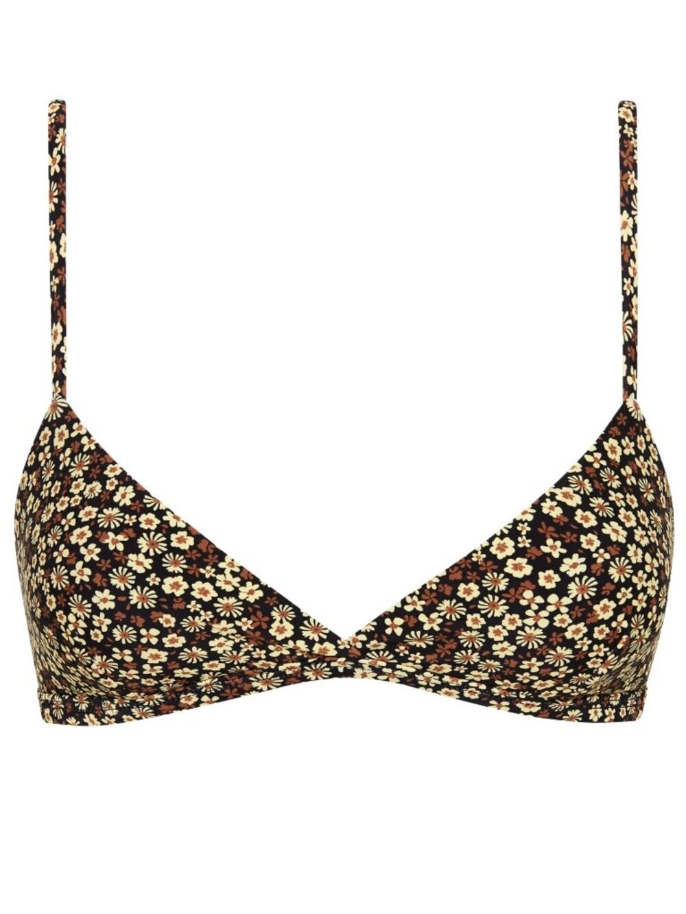MATTEAU TRI CROP TRIANGLE BIKINI TOP BROWN FLORAL PRINT SIZE 2 4